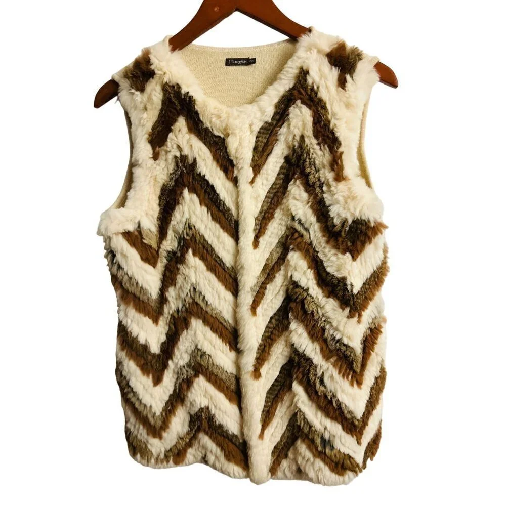 J MCLAUGHLIN Women's Vest with Rabbit Fur & Merino Wool Size Small